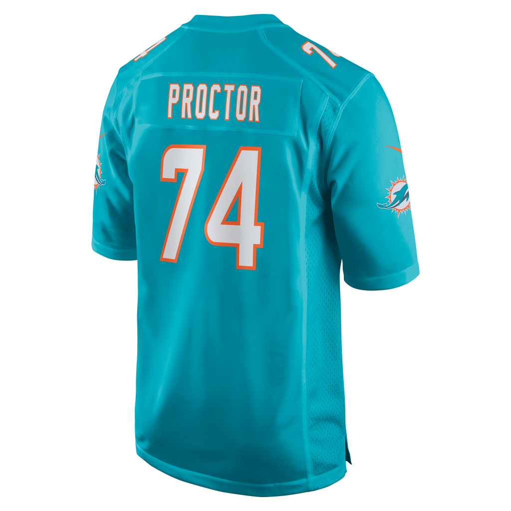 Men's Miami Dolphins Kadyn Proctor Nike Aqua Team Game Jersey