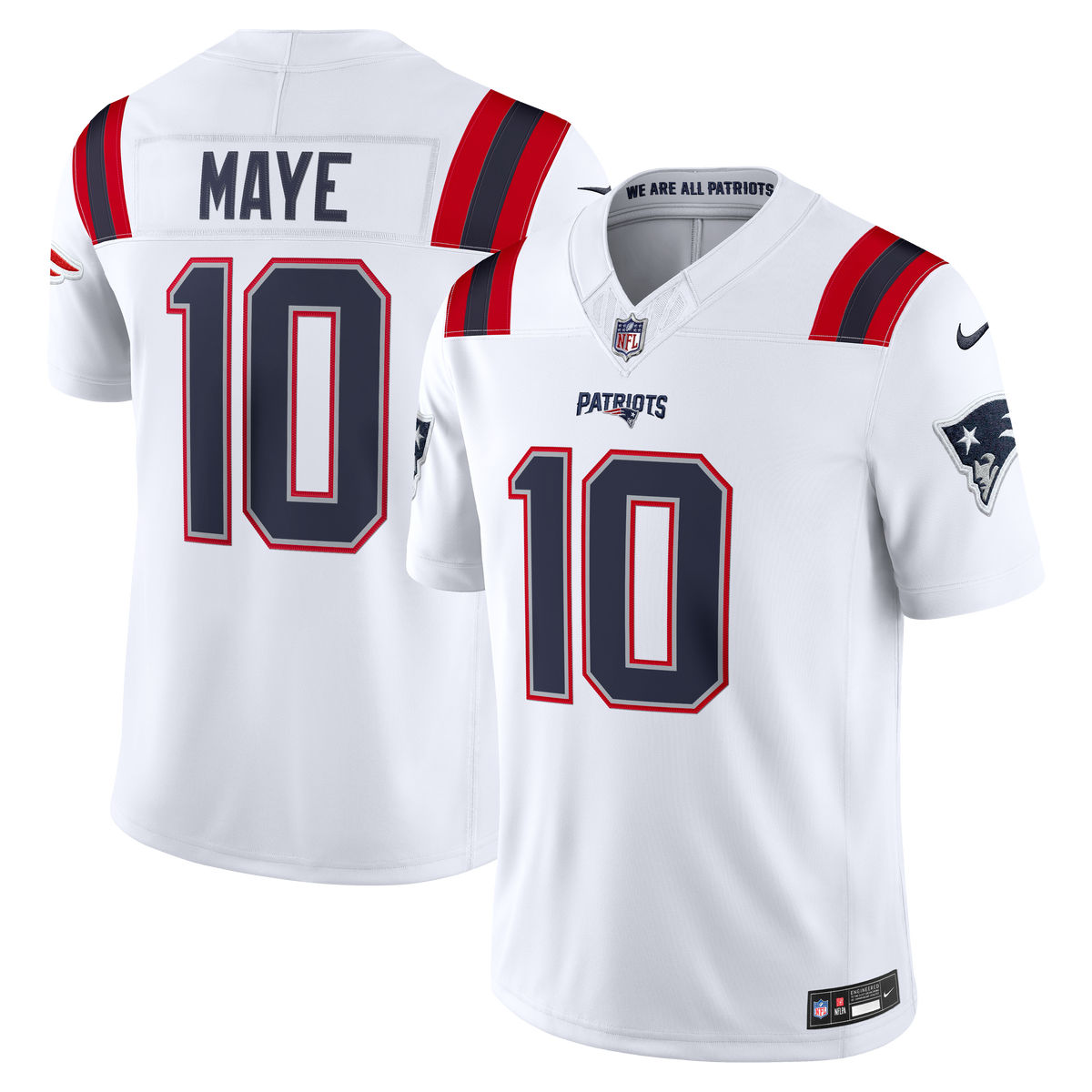 Men's New England Patriots Drake Maye Nike Red Alternate Vapor F.U.S.E. Stitched Limited Jersey