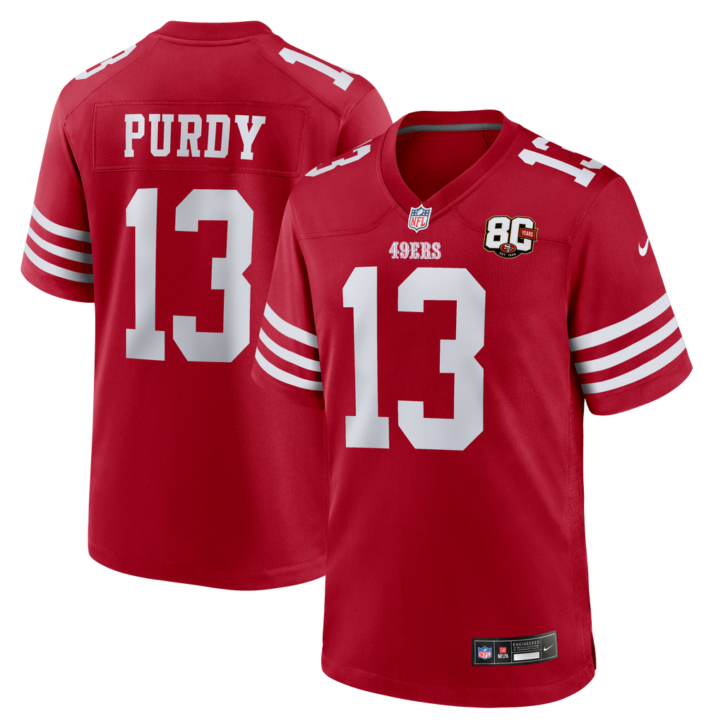 Men's San Francisco 49ers Brock Purdy Nike Scarlet 80th Anniversary Game Jersey