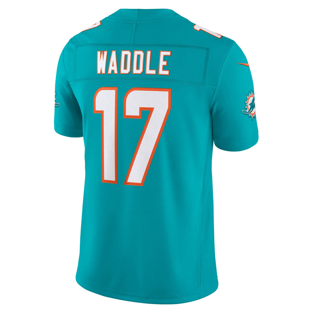Men's Miami Dolphins Jaylen Waddle Nike Aqua Team Vapor F.U.S.E. Stitched Limited Jersey