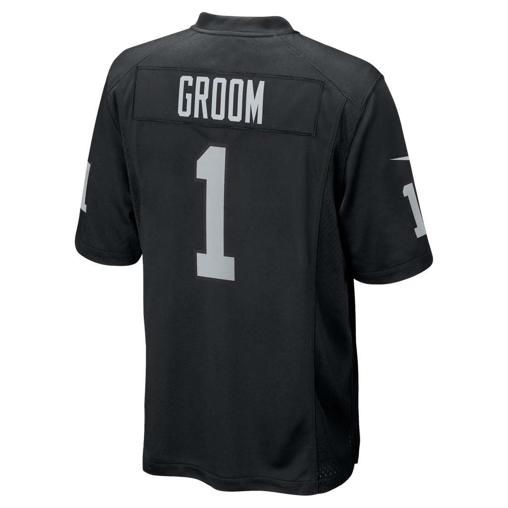 Men's Las Vegas Raiders Number 1 Groom Nike Black Game Jersey