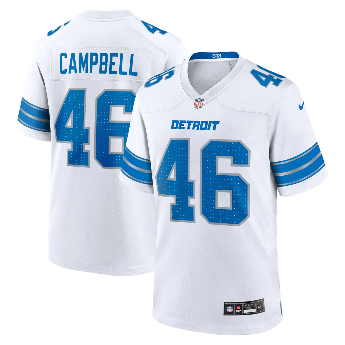 Men's Detroit Lions Jack Campbell Nike Blue Game Jersey