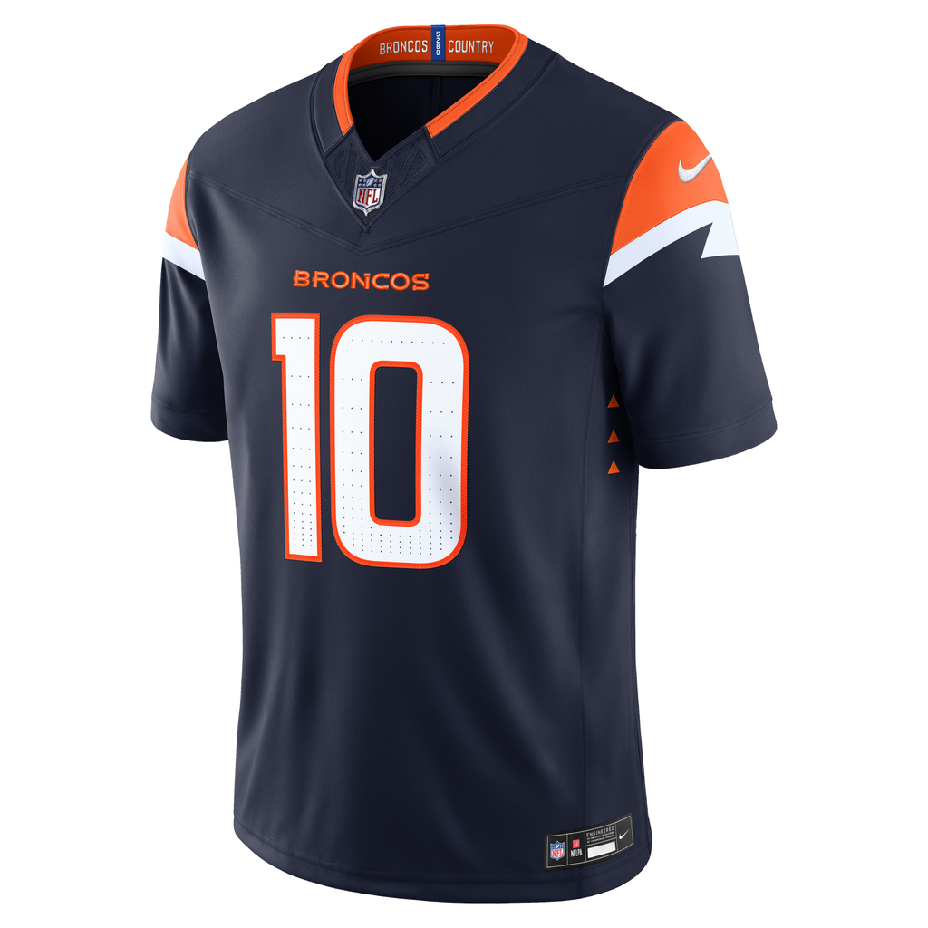 Men's Denver Broncos Bo Nix Nike White Vapor F.U.S.E. Stitched Limited Jersey