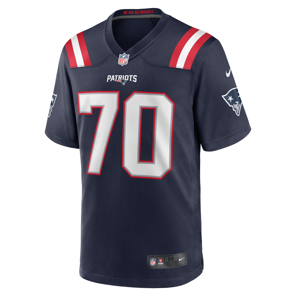 Men's New England Patriots Caedan Wallace Nike  Navy  Game Jersey