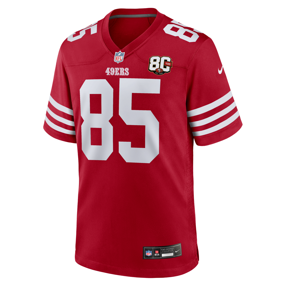 Men's San Francisco 49ers George Kittle Nike Scarlet 80th Anniversary Game Jersey