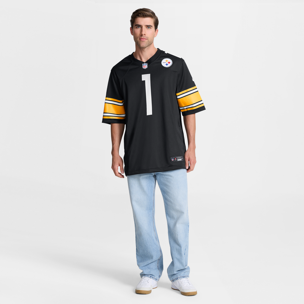 Men's Pittsburgh Steelers Number 1 Groom Nike Black Game Jersey