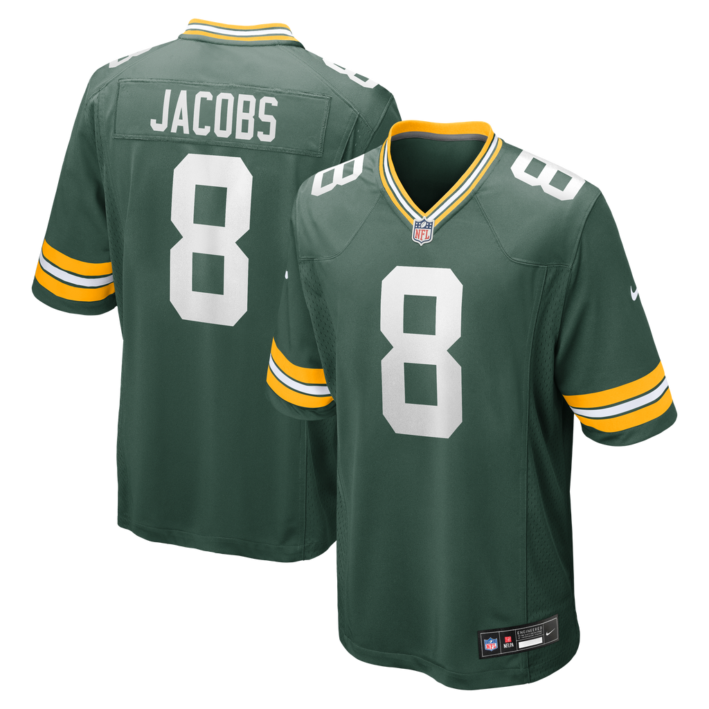 Men's Green Bay Packers Josh Jacobs Nike  Green Team Game Jersey