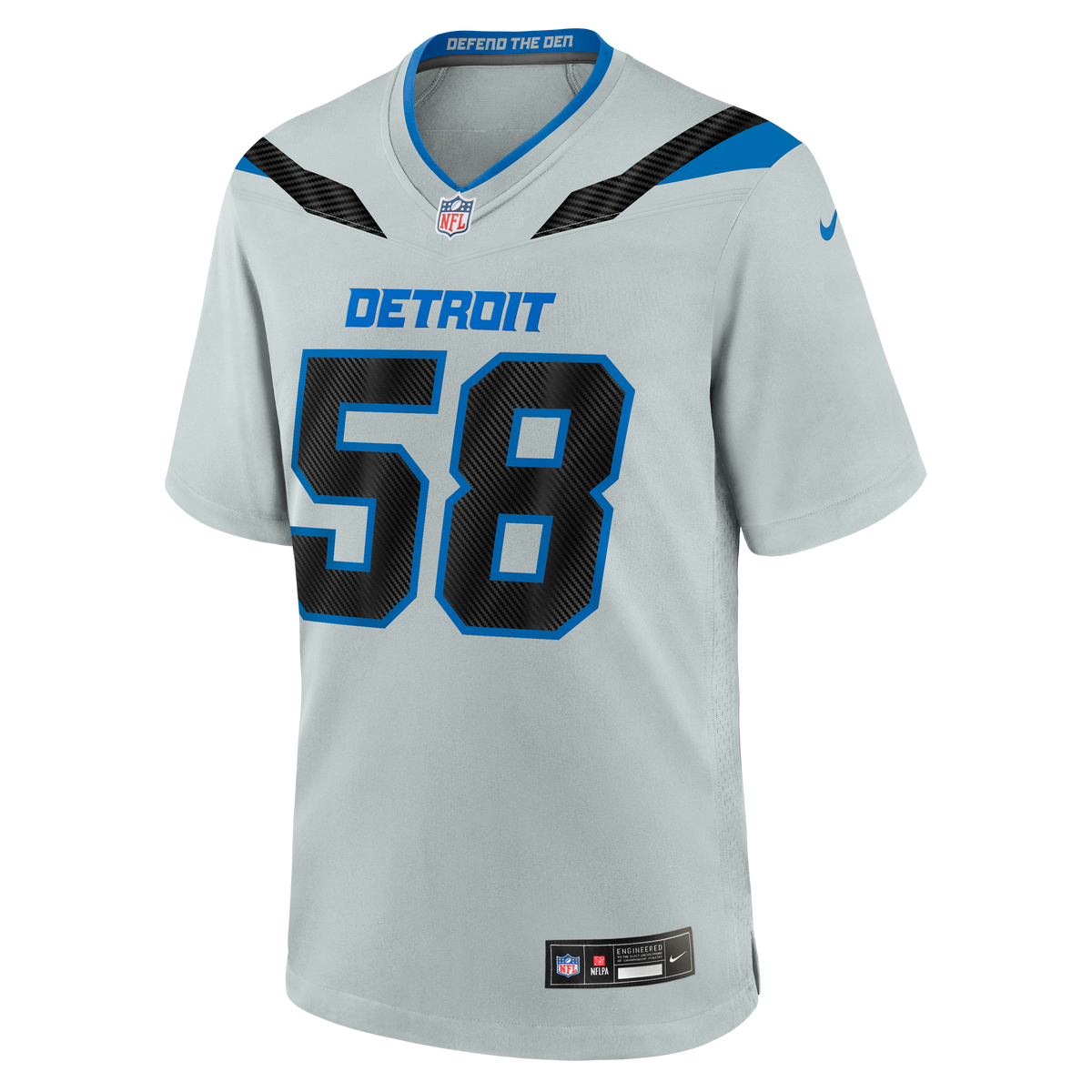 Men's Detroit Lions Penei Sewell Nike Silver 2026 Rivalries Collection Game Jersey