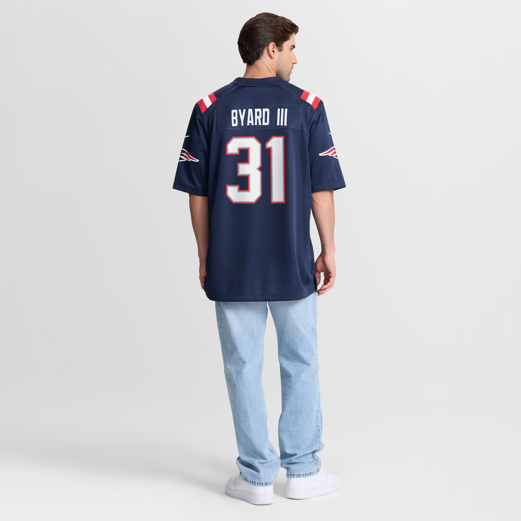 Men's New England Patriots Kevin Byard III Nike Navy Team Game Jersey