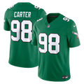 Men's Philadelphia Eagles Jalen Carter Nike Kelly Green Alternate Vapor F.U.S.E. Stitched Limited Jersey