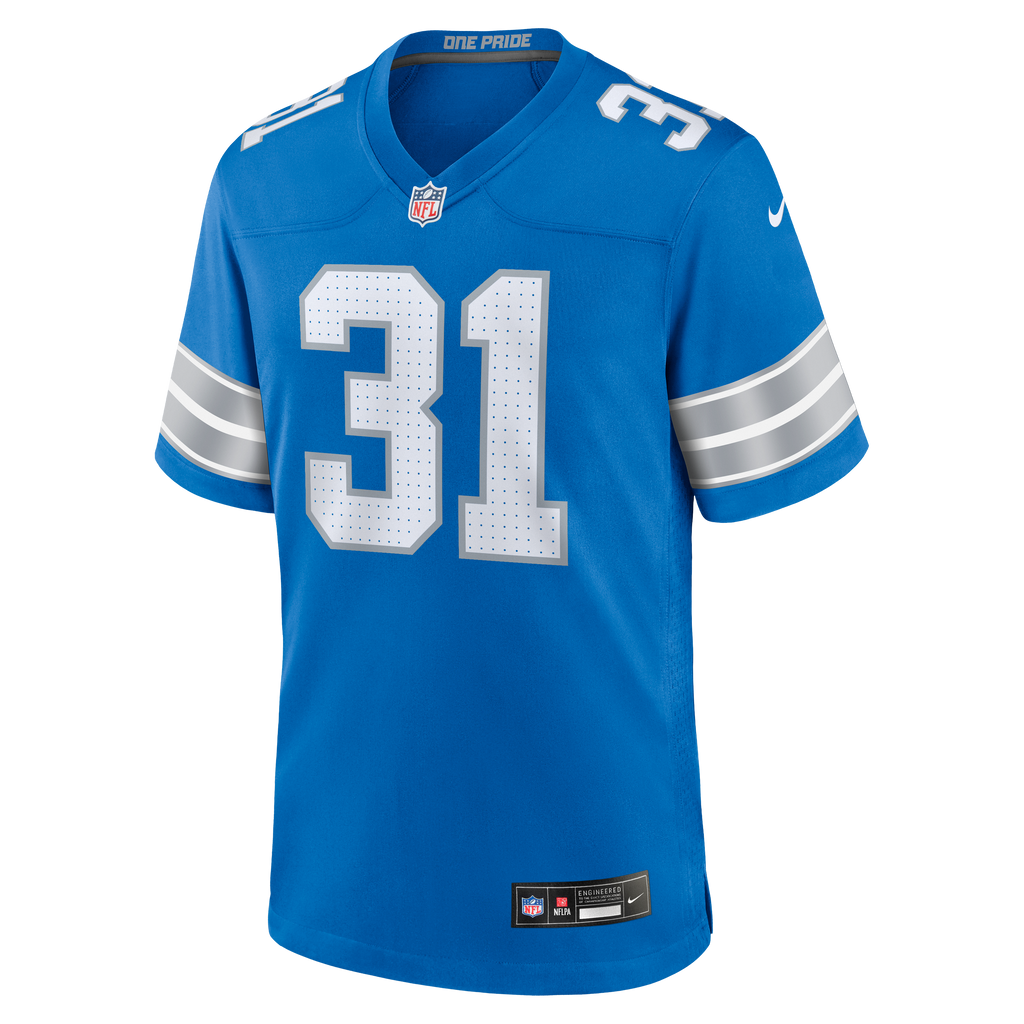 Men's Detroit Lions Kerby Joseph Nike  Blue Team Game Jersey