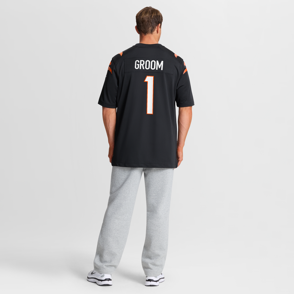 Men's Cincinnati Bengals Number 1 Groom Nike Black Game Jersey