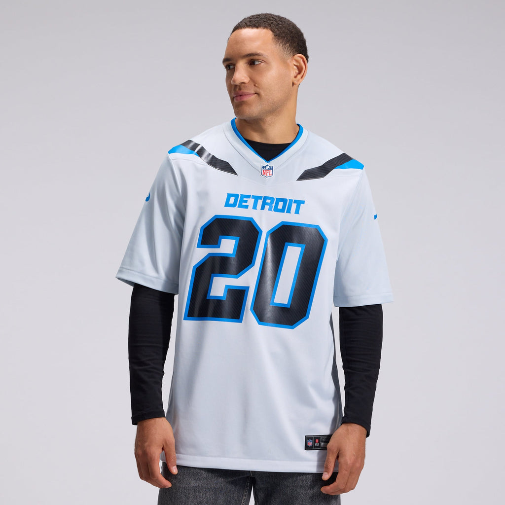 Men's Detroit Lions Barry Sanders Nike Silver 2026 Rivalries Collection Game Jersey