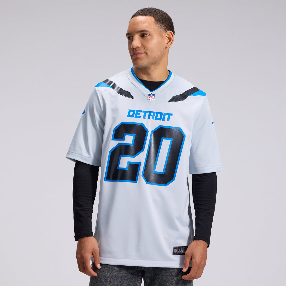 Men's Detroit Lions Barry Sanders Nike Silver 2026 Rivalries Collection Game Jersey