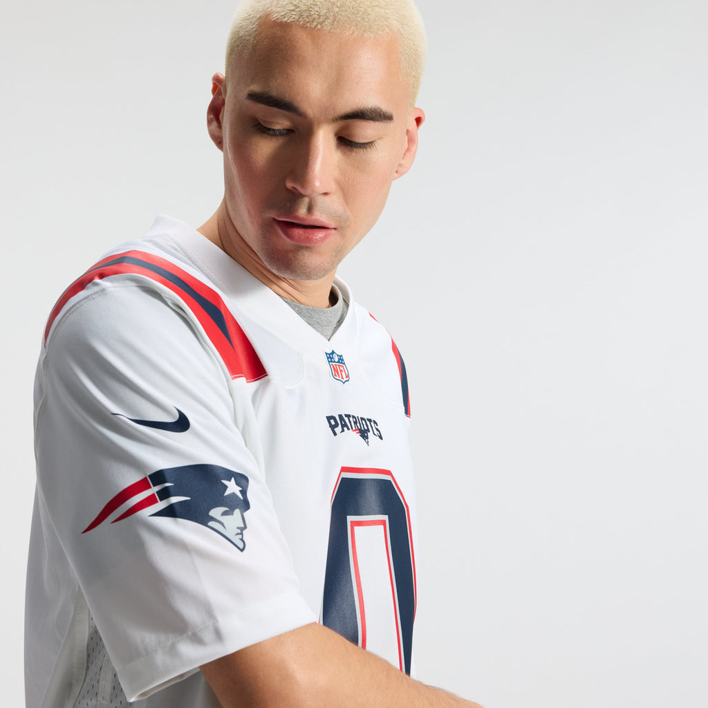 Men's New England Patriots Christian Gonzalez Nike White Game Jersey