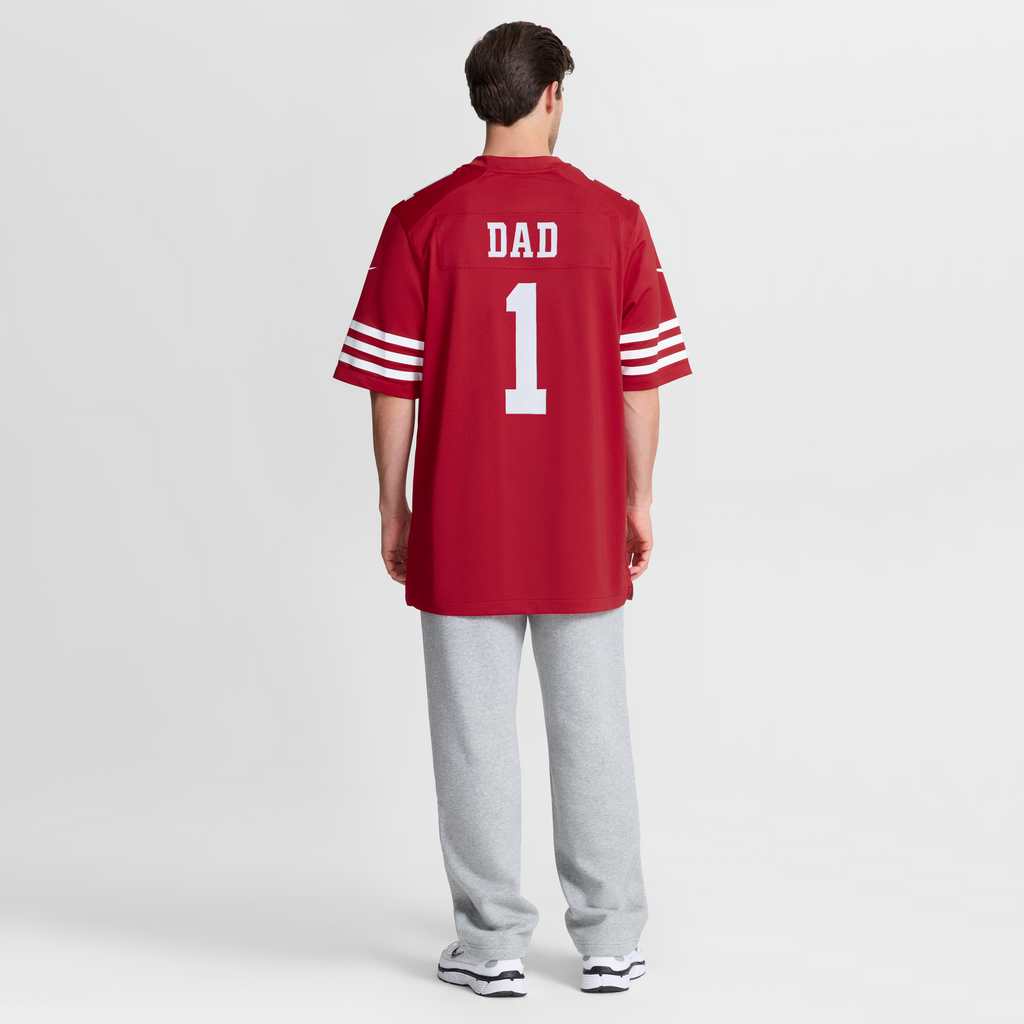 Men's San Francisco 49ers Number 1 Dad Nike Scarlet Game Jersey
