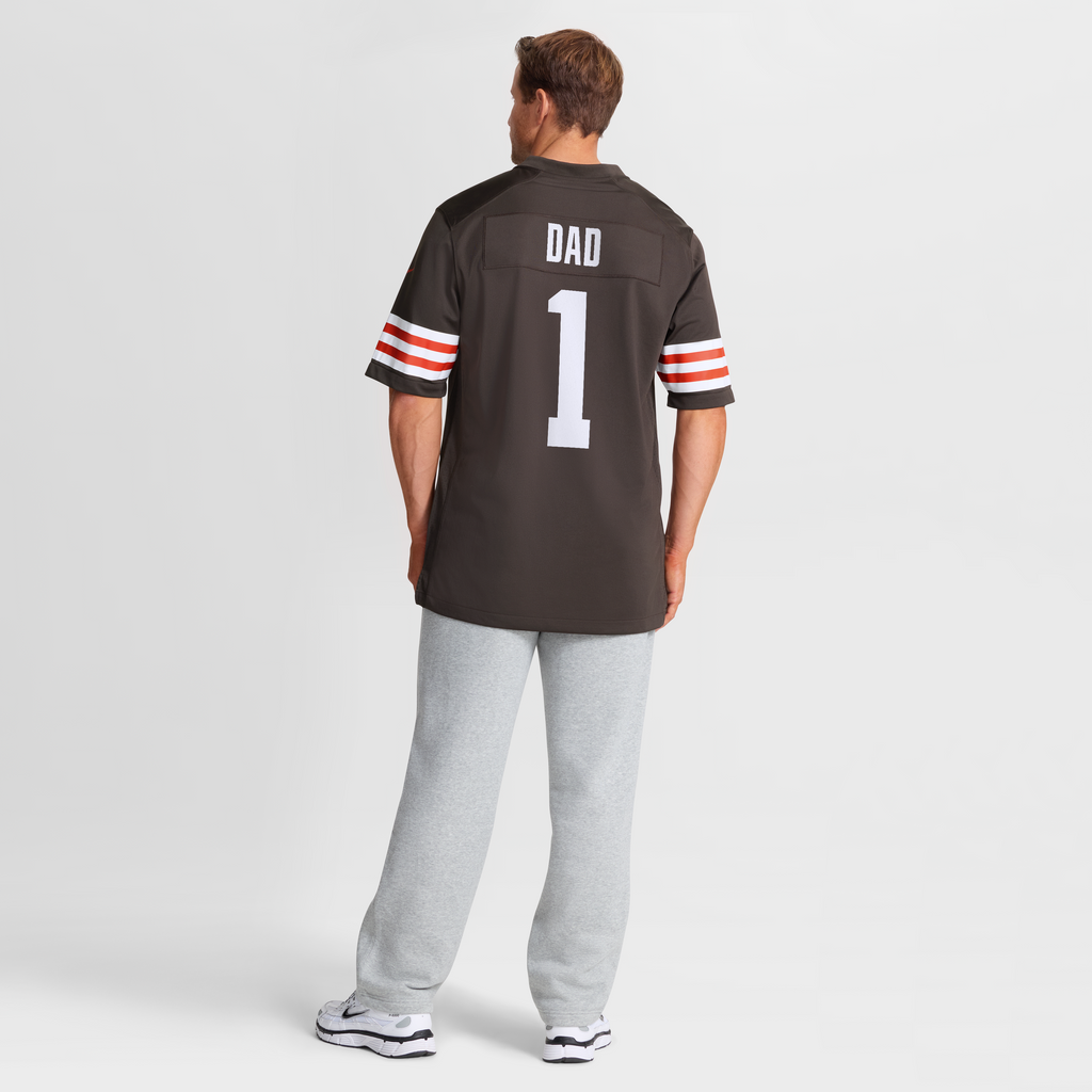 Men's Cleveland Browns Number 1 Dad Nike Brown Game Jersey