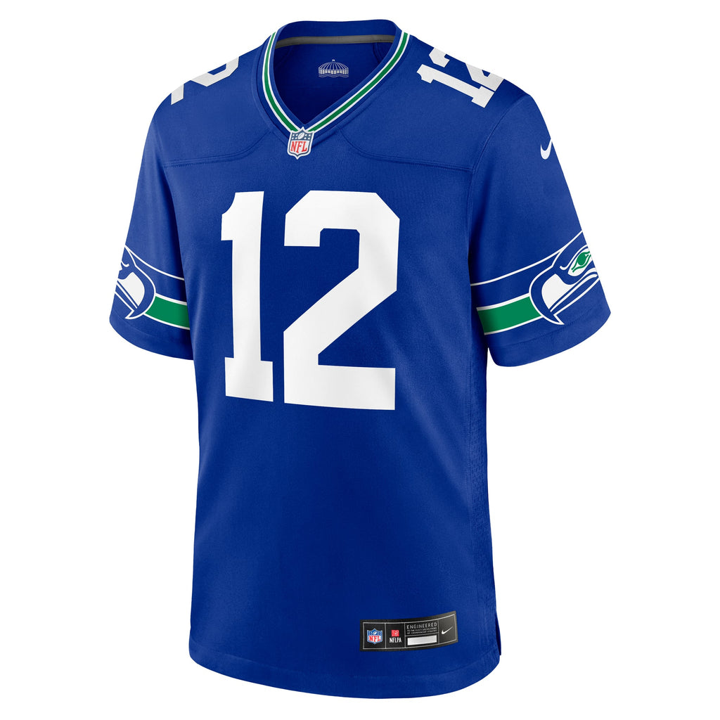 Men's Seattle Seahawks 12s Nike Royal Throwback Player Game Jersey