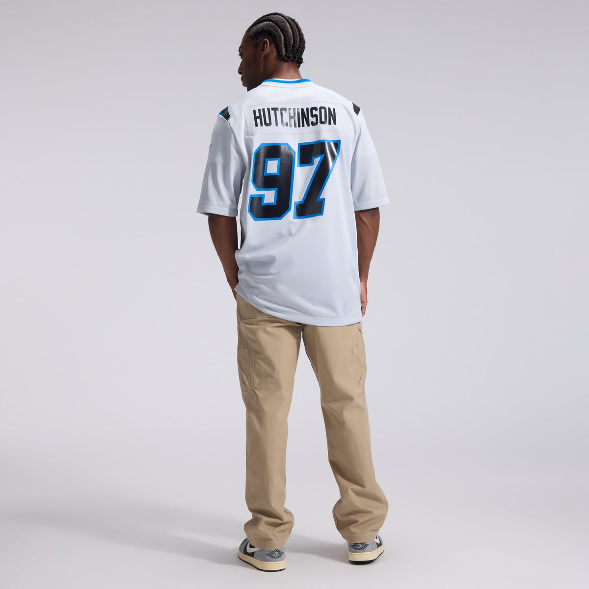 Men's Detroit Lions Aidan Hutchinson Nike Silver 2026 Rivalries Collection Game Jersey