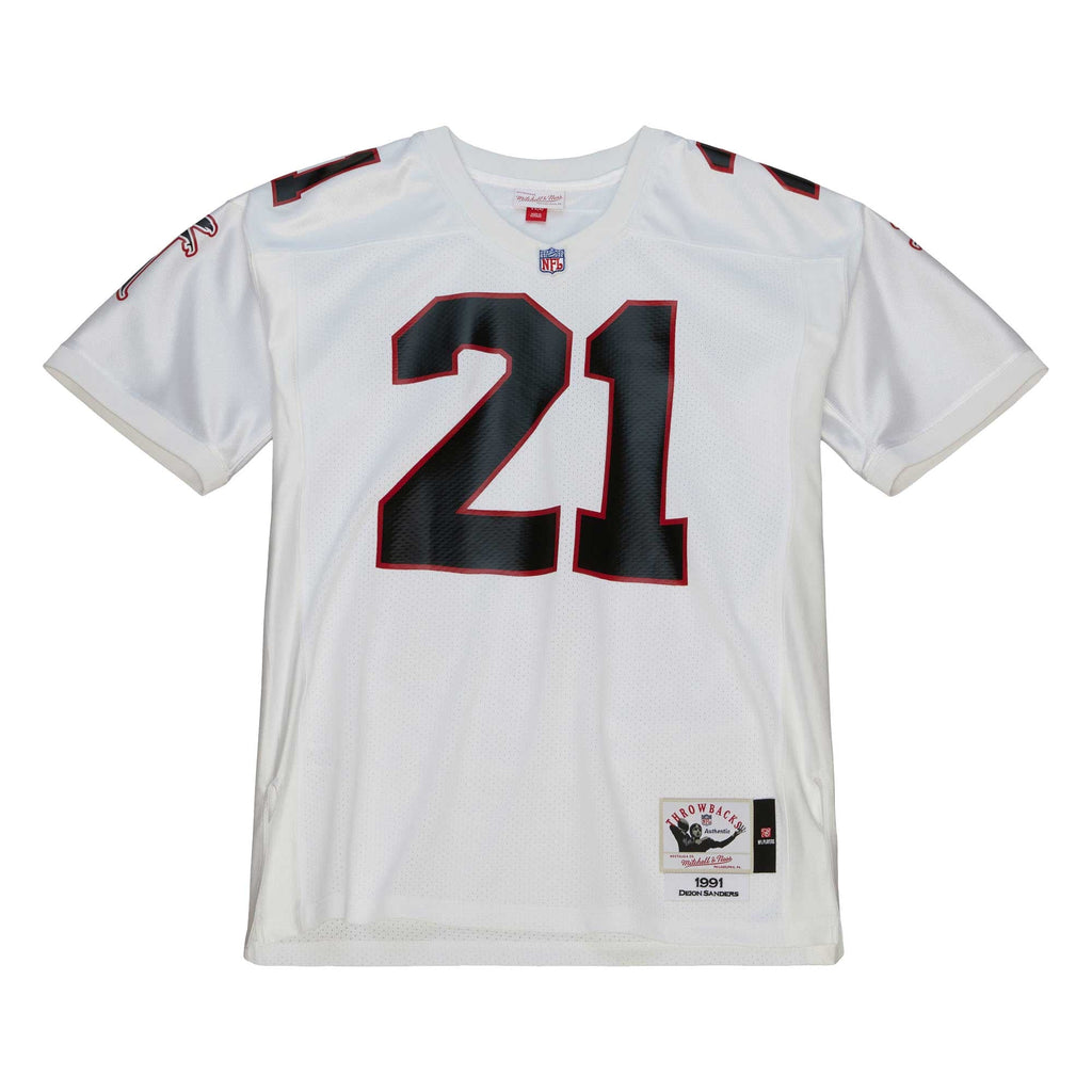 Men's Atlanta Falcons 1991 Deion Sanders Mitchell & Ness White Authentic Throwback Retired Player Jersey
