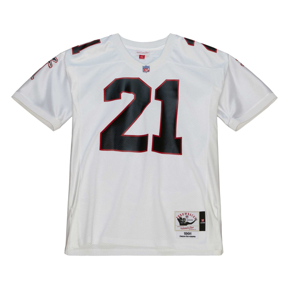 Men's Atlanta Falcons 1991 Deion Sanders Mitchell & Ness White Authentic Throwback Retired Player Jersey