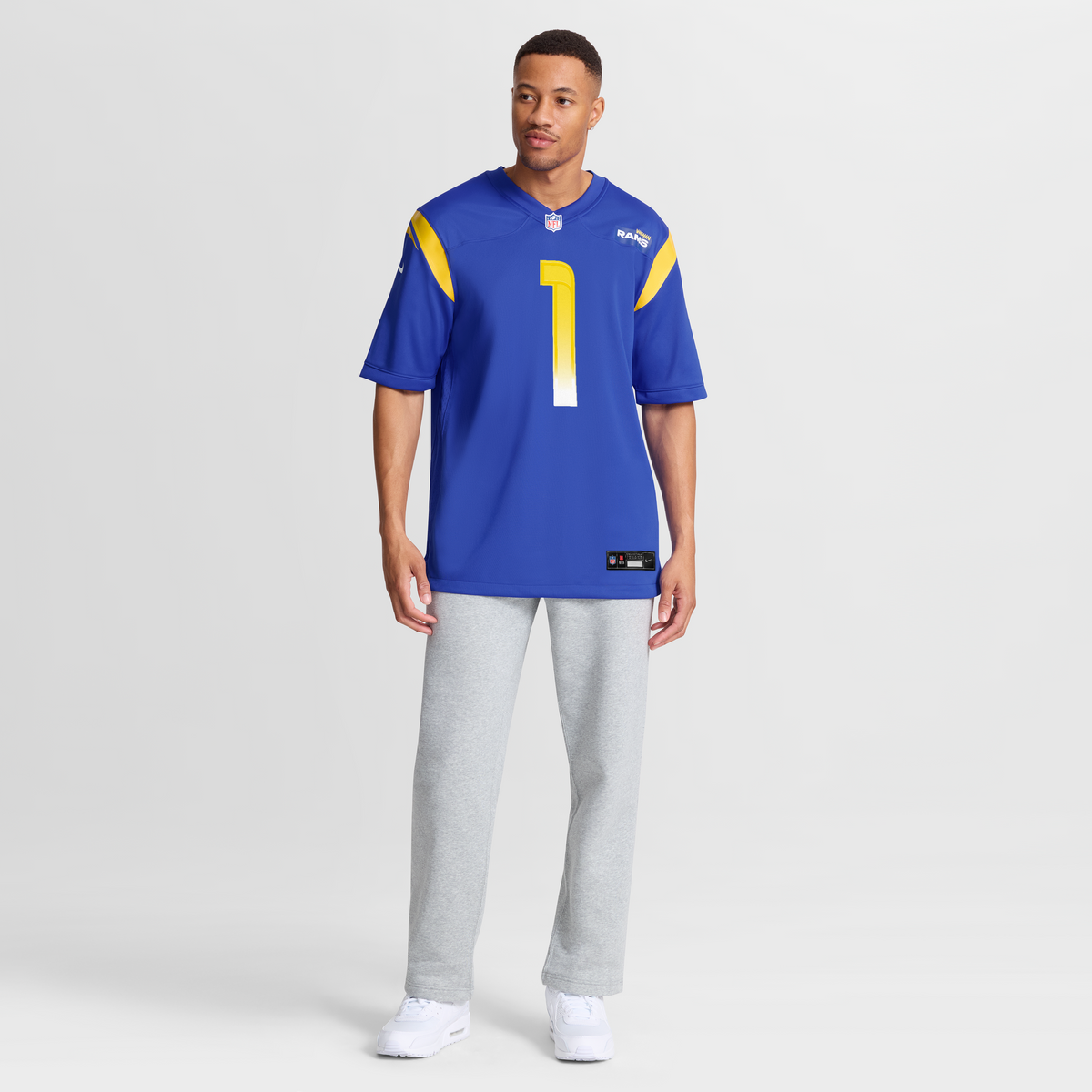 Men's Los Angeles Rams Number 1 Dad Nike Royal Game Jersey