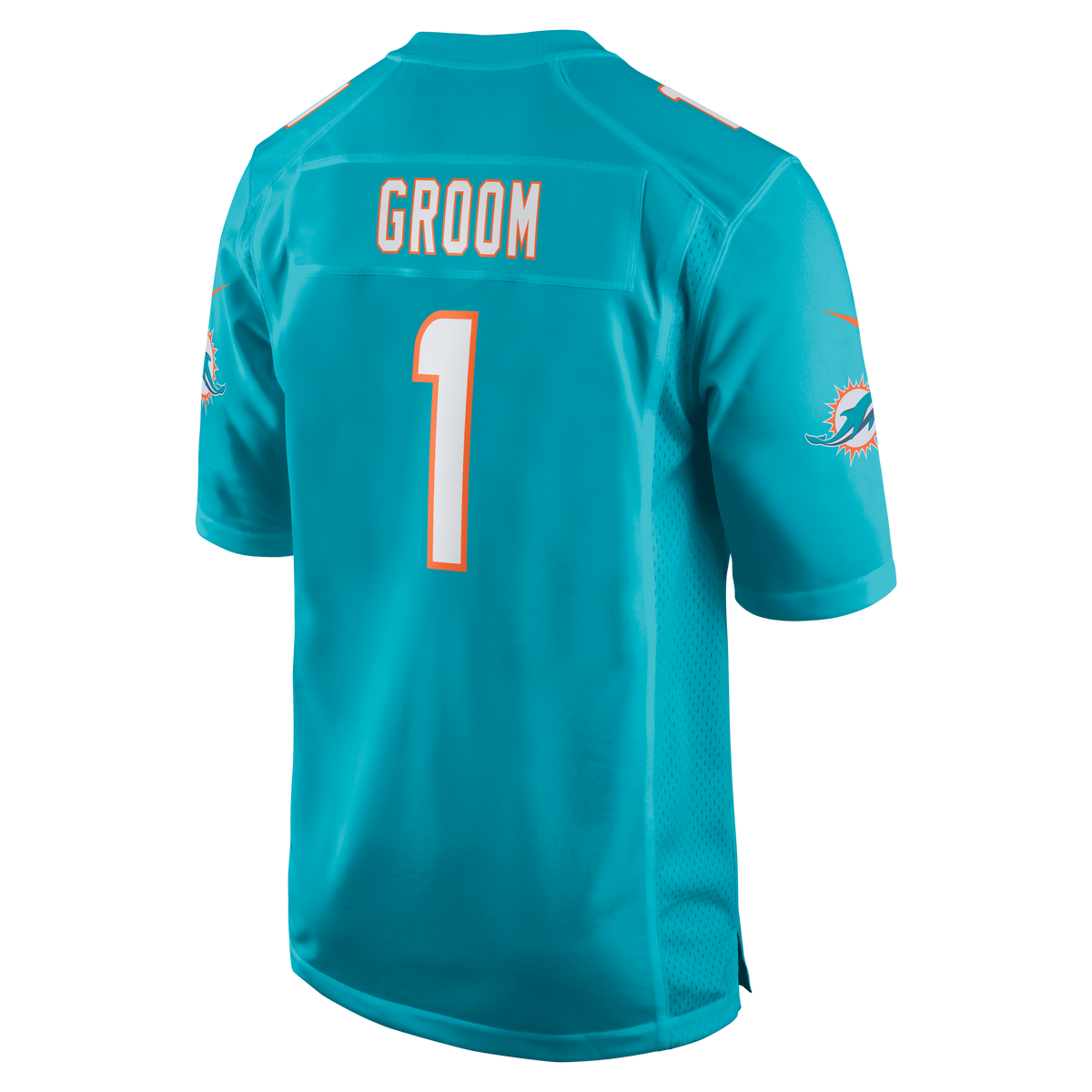 Men's Miami Dolphins Number 1 Groom Nike Aqua Game Jersey