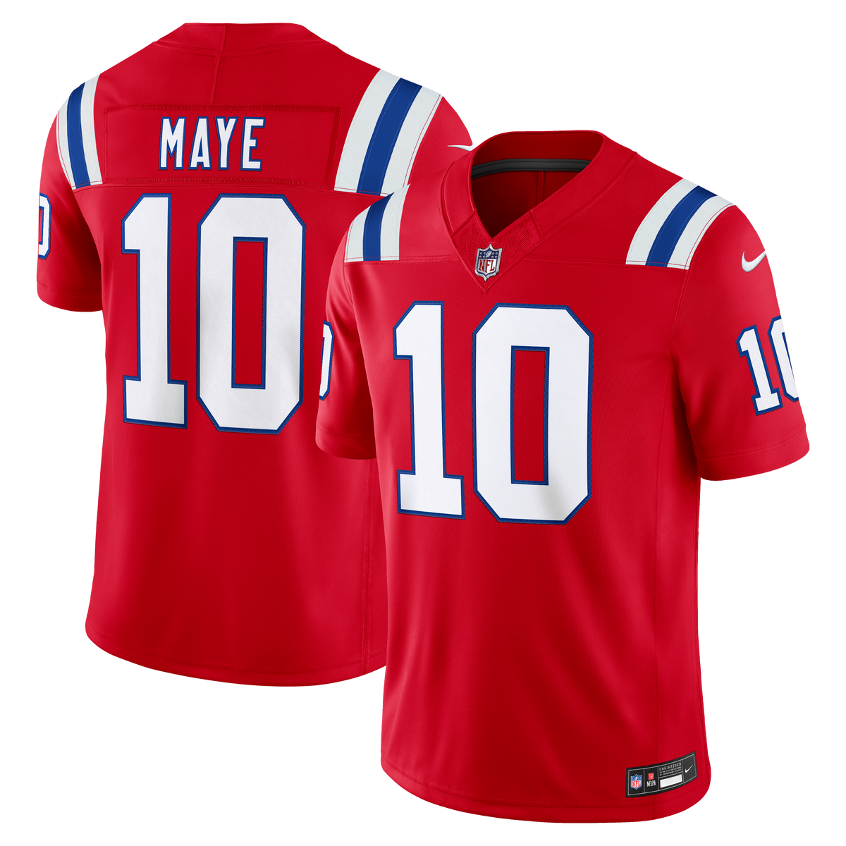 Men's New England Patriots Drake Maye Nike White Vapor F.U.S.E. Stitched Limited Jersey