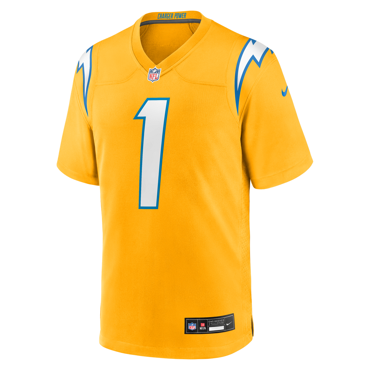 Men's Los Angeles Chargers Quentin Johnston Nike Gold Alternate Charger Power Game Player Jersey