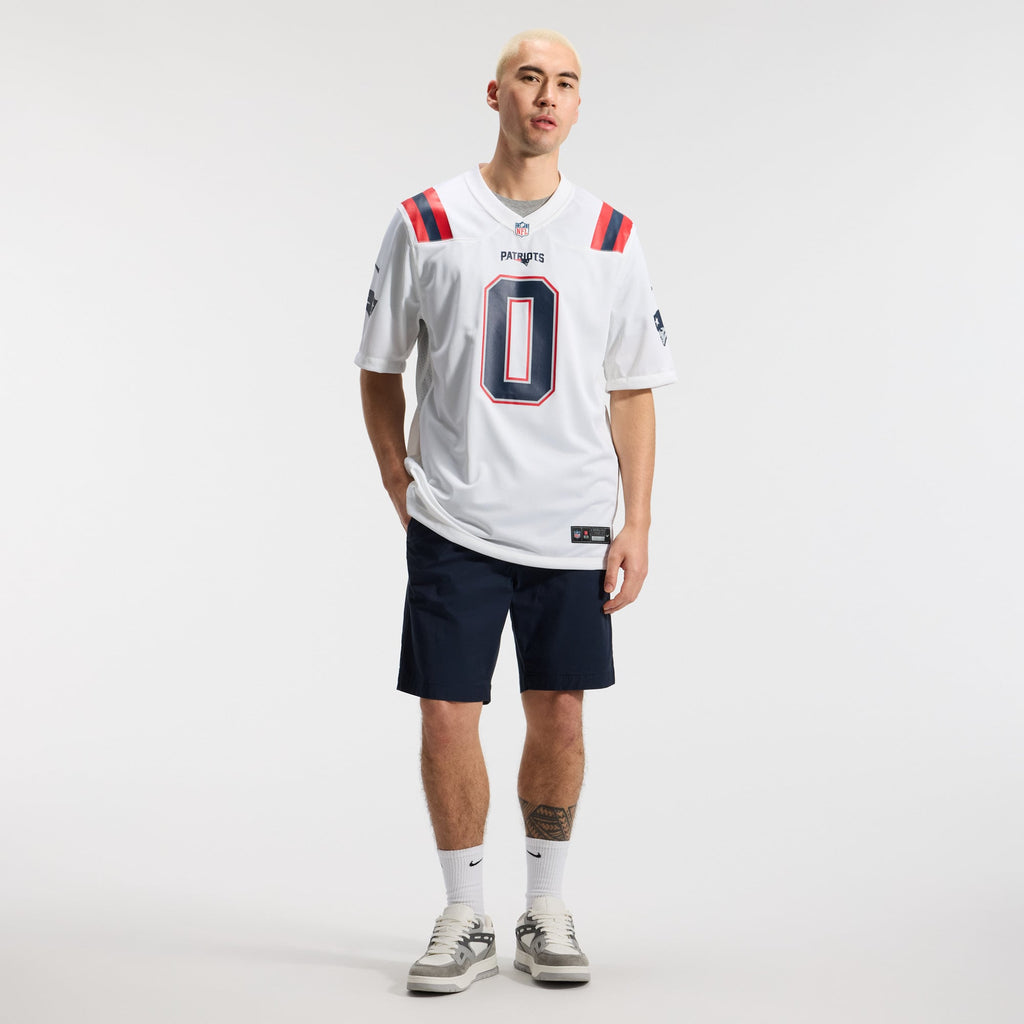 Men's New England Patriots Christian Gonzalez Nike White Game Jersey