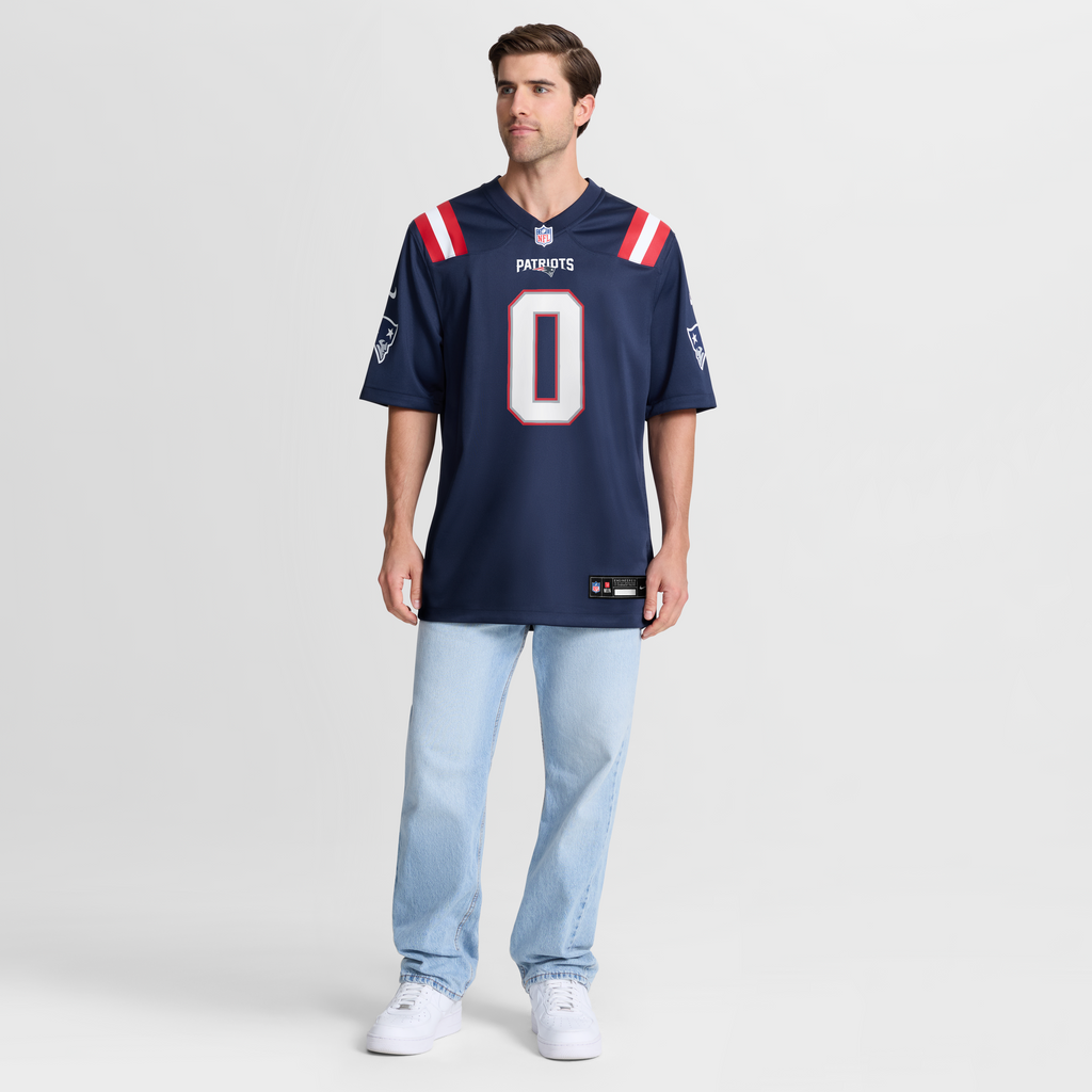 Men's New England Patriots Christian Gonzalez Nike White Game Jersey