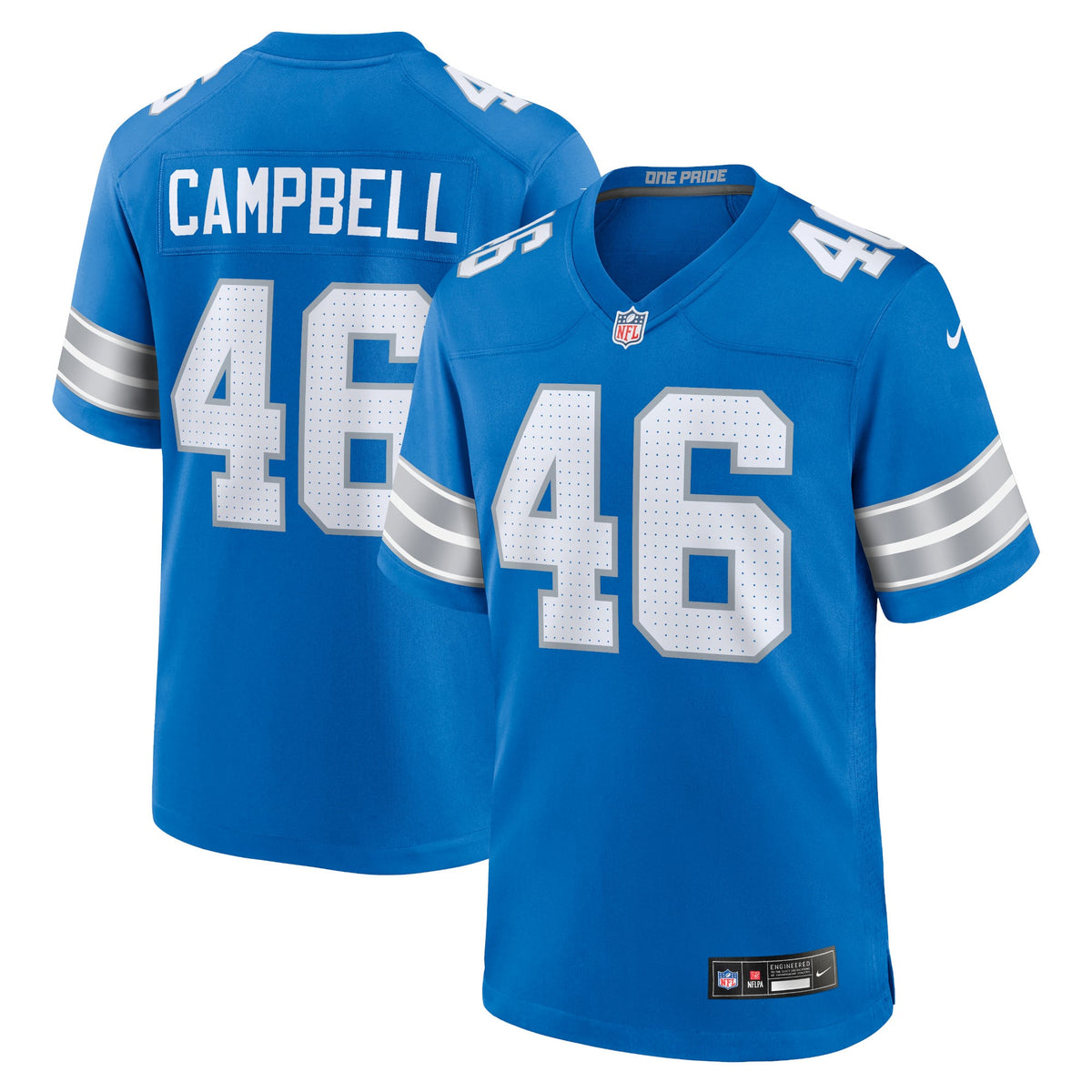 Men's Detroit Lions Jack Campbell Nike Black 2nd Alternate Game Jersey