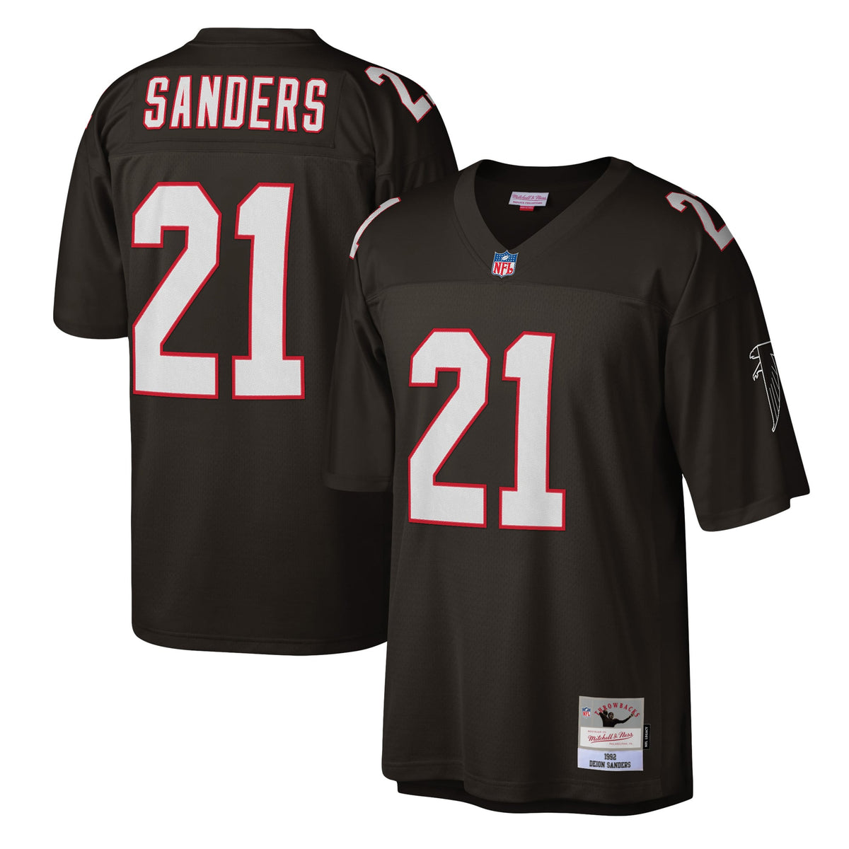Men's Atlanta Falcons Deion Sanders Mitchell & Ness White Legacy Replica Jersey