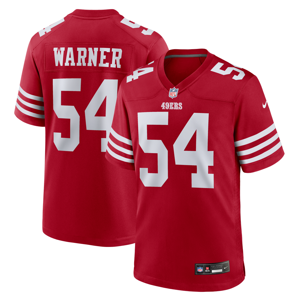 Men's San Francisco 49ers Fred Warner Nike Scarlet Team Game Player Jersey