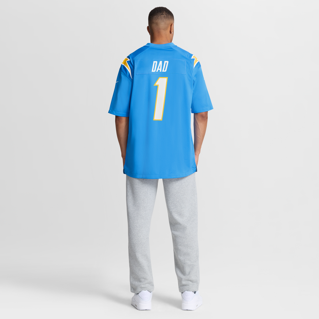 Men's Los Angeles Chargers Number 1 Dad Nike Powder Blue Game Jersey