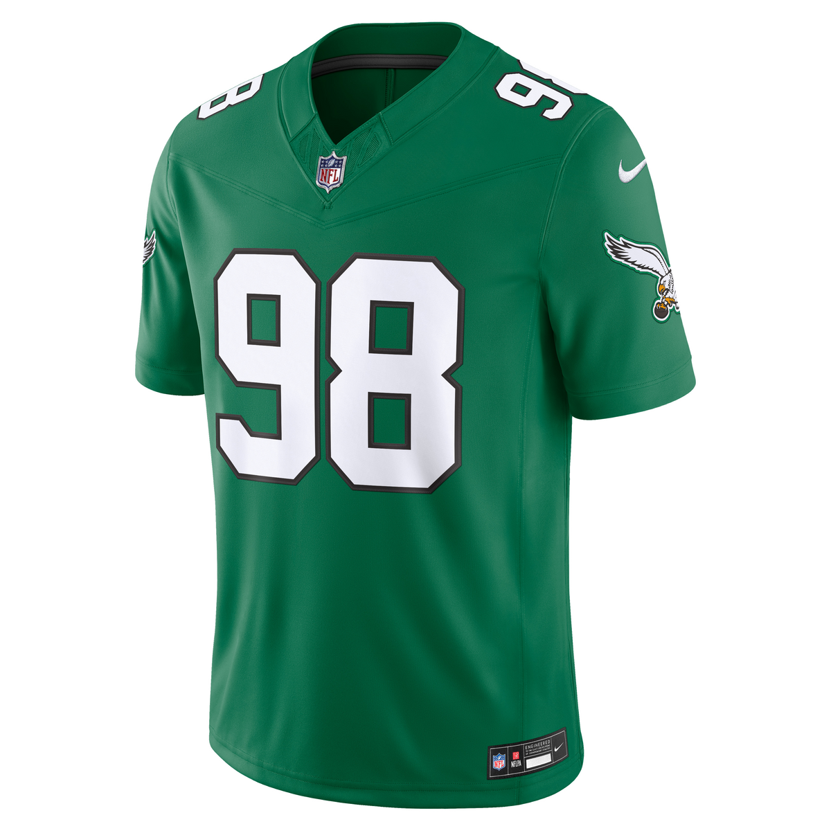 Men's Philadelphia Eagles Jalen Carter Nike Kelly Green Alternate Vapor F.U.S.E. Stitched Limited Jersey