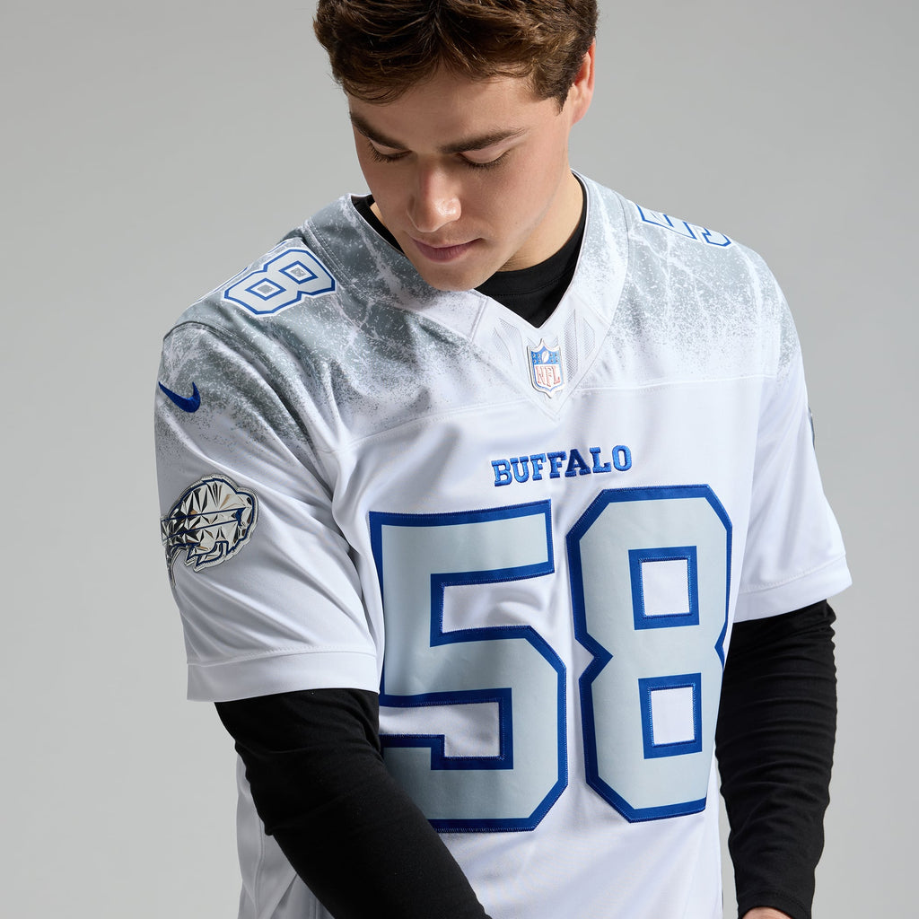 Men's Buffalo Bills Matt Milano Nike White Rivalries Collection Stitched Limited Jersey