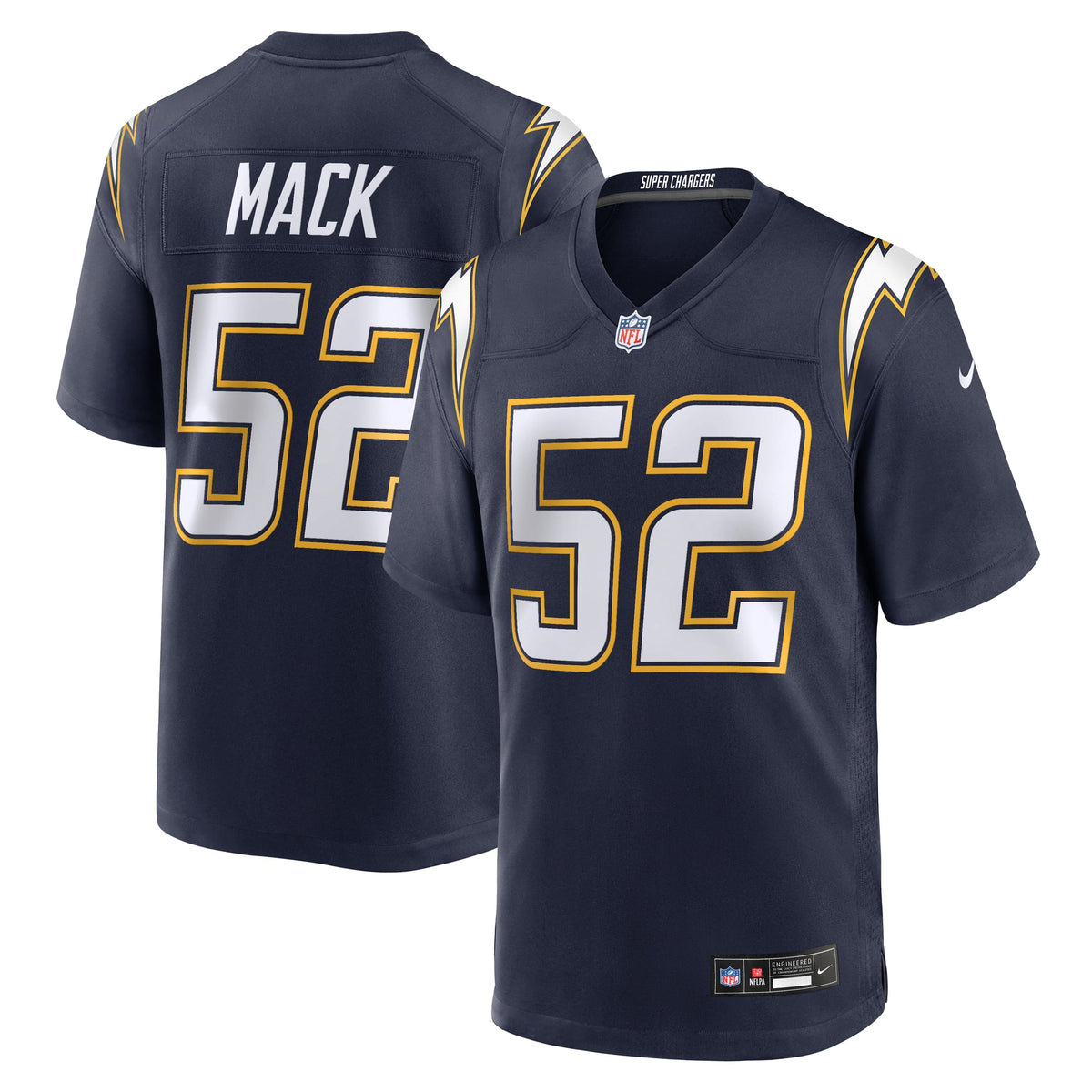 Men's Los Angeles Chargers Khalil Mack Nike Gold Alternate Charger Power Game Player Jersey