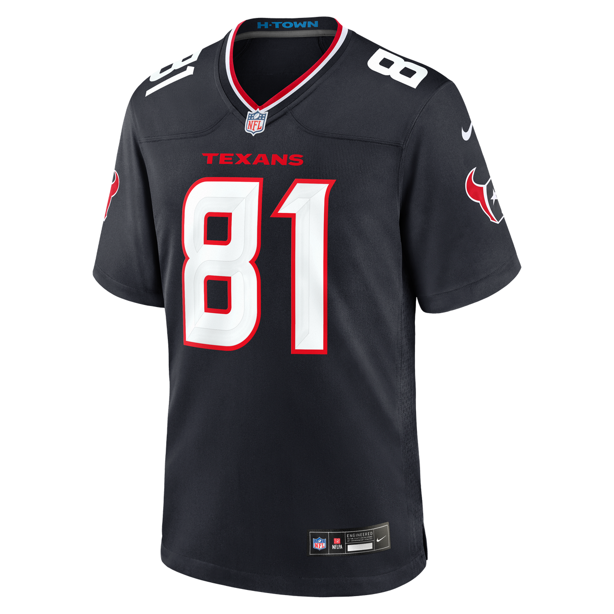 Men's Houston Texans Jayden Higgins Nike Navy Game Jersey
