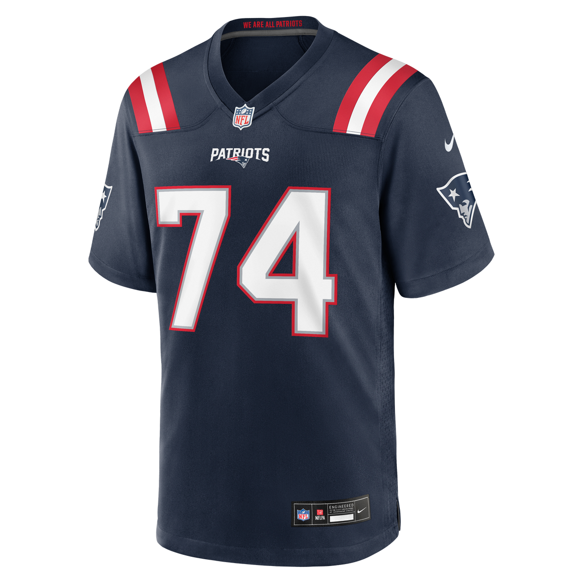 Men's New England Patriots Caleb Lomu Nike Navy Team Game Jersey