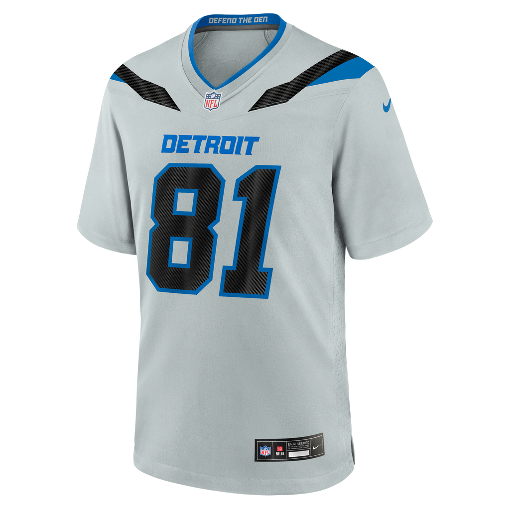 Men's Detroit Lions Calvin Johnson Nike Silver 2026 Rivalries Collection Game Jersey