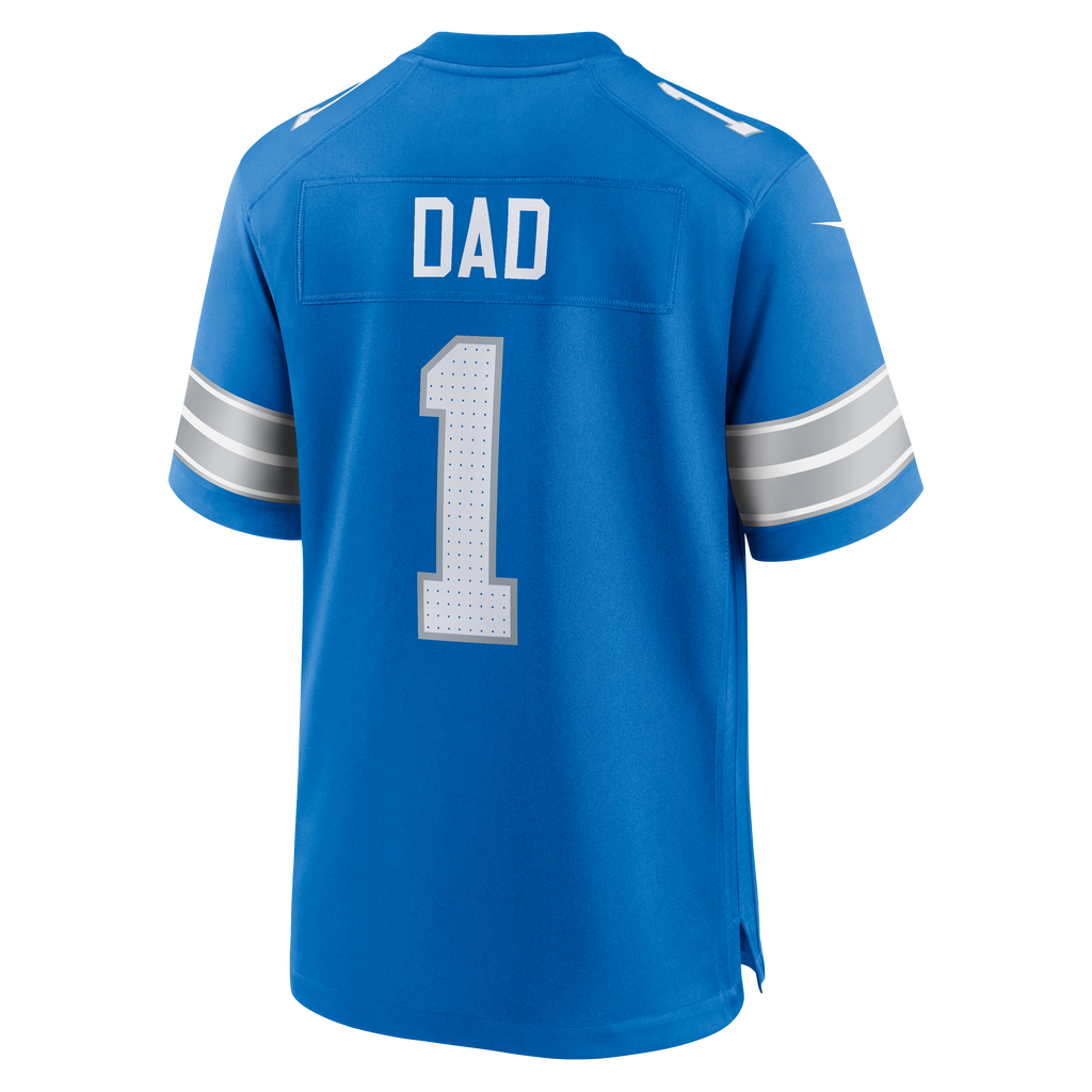 Men's Detroit Lions Number 1 Dad Nike Blue Game Jersey