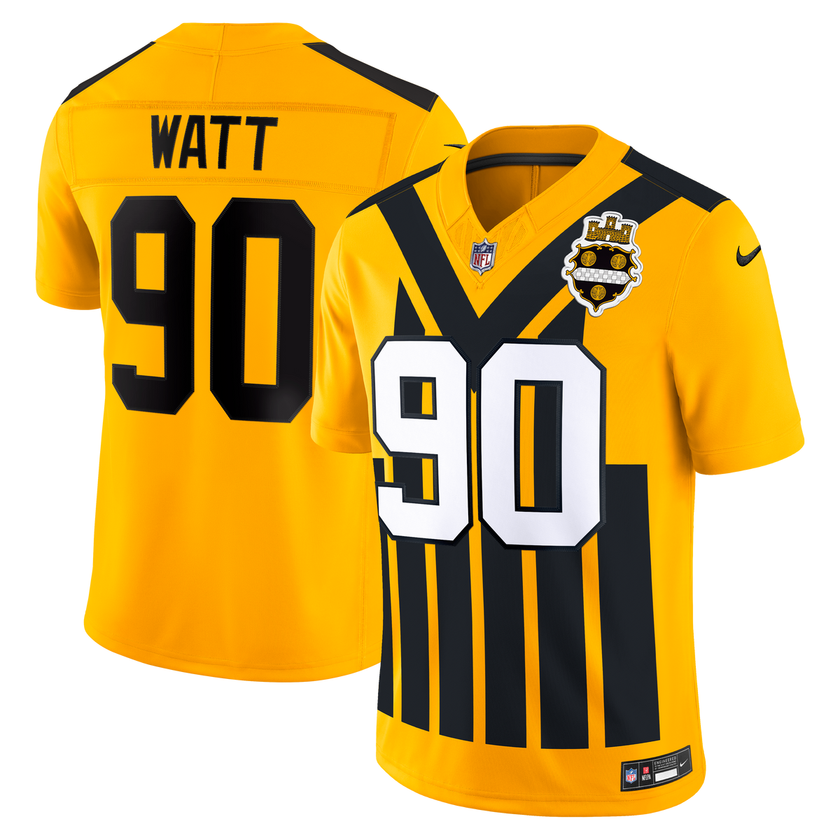 Men's Pittsburgh Steelers T.J. Watt Nike Gold Alternate Vapor F.U.S.E. Stitched Limited Jersey