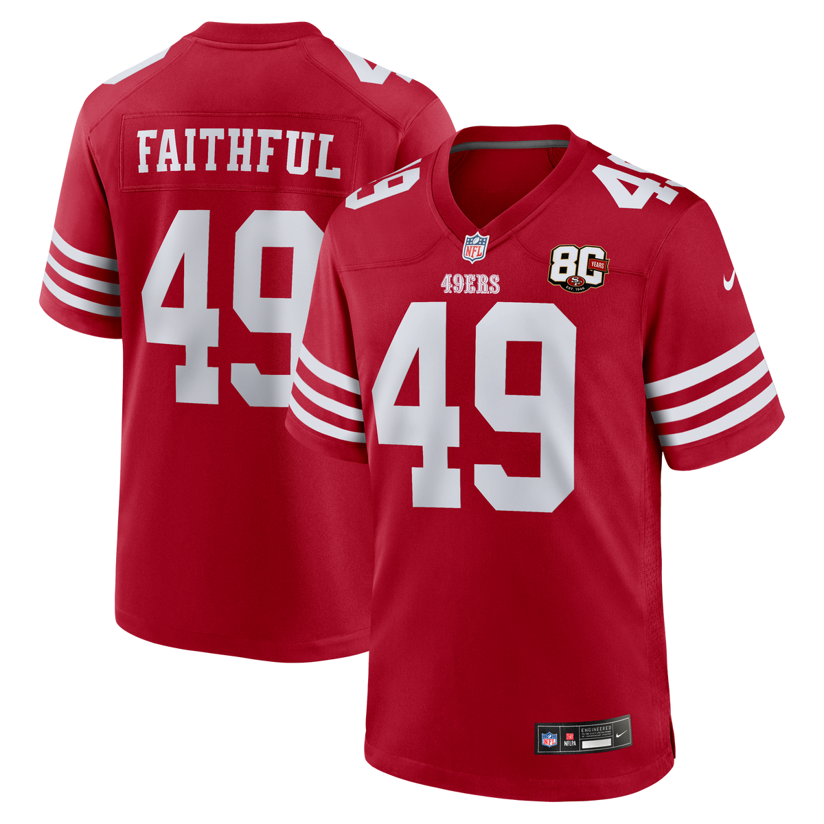 Men's San Francisco 49ers The Faithful Nike White 80th Anniversary Game Jersey