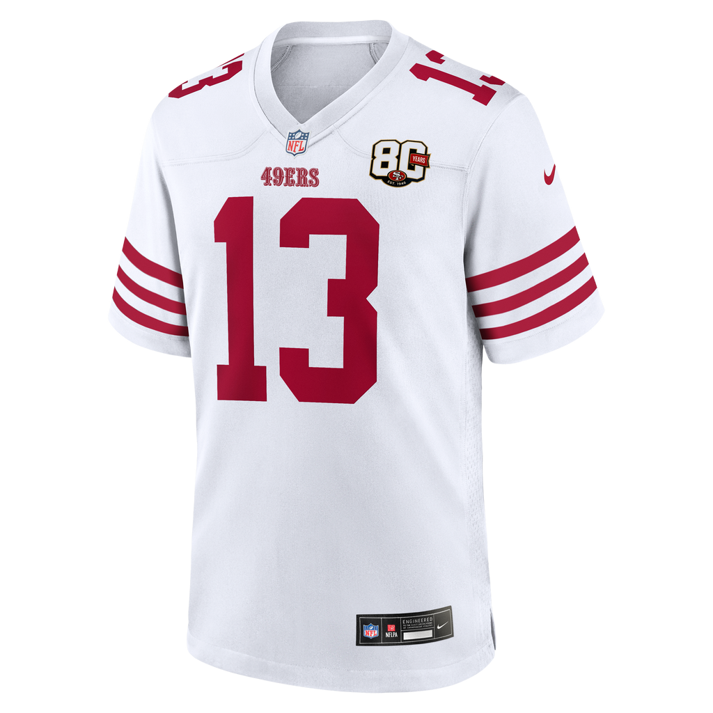 Men's San Francisco 49ers Brock Purdy Nike White 80th Anniversary Game Jersey