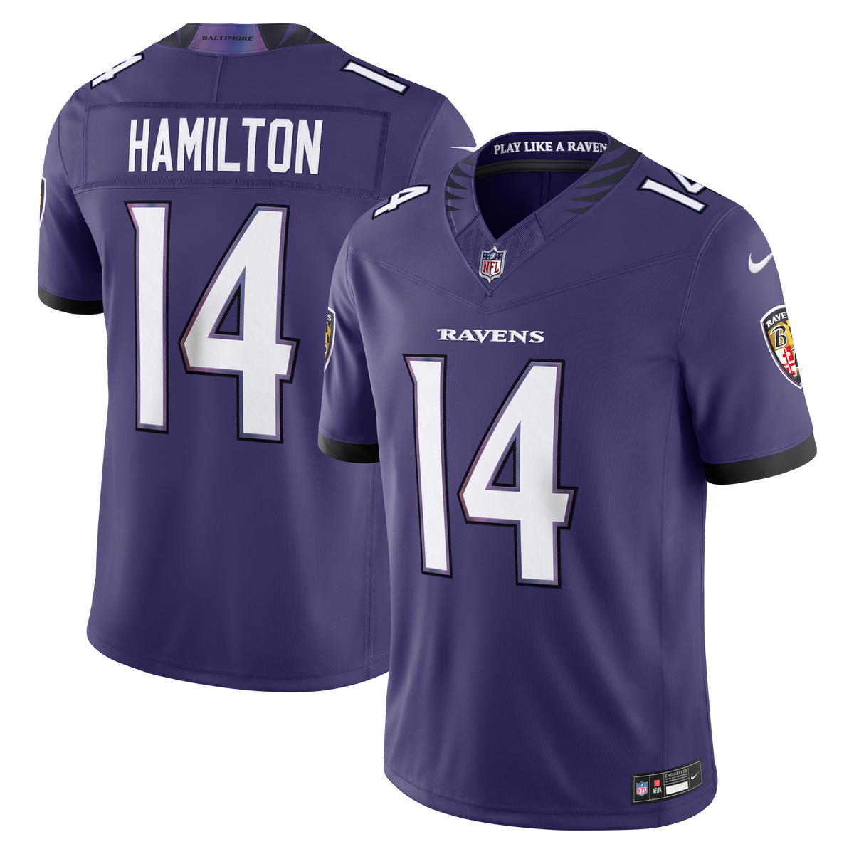 Men's Baltimore Ravens Kyle Hamilton Nike Black Alternate Vapor F.U.S.E. Stitched Limited Jersey