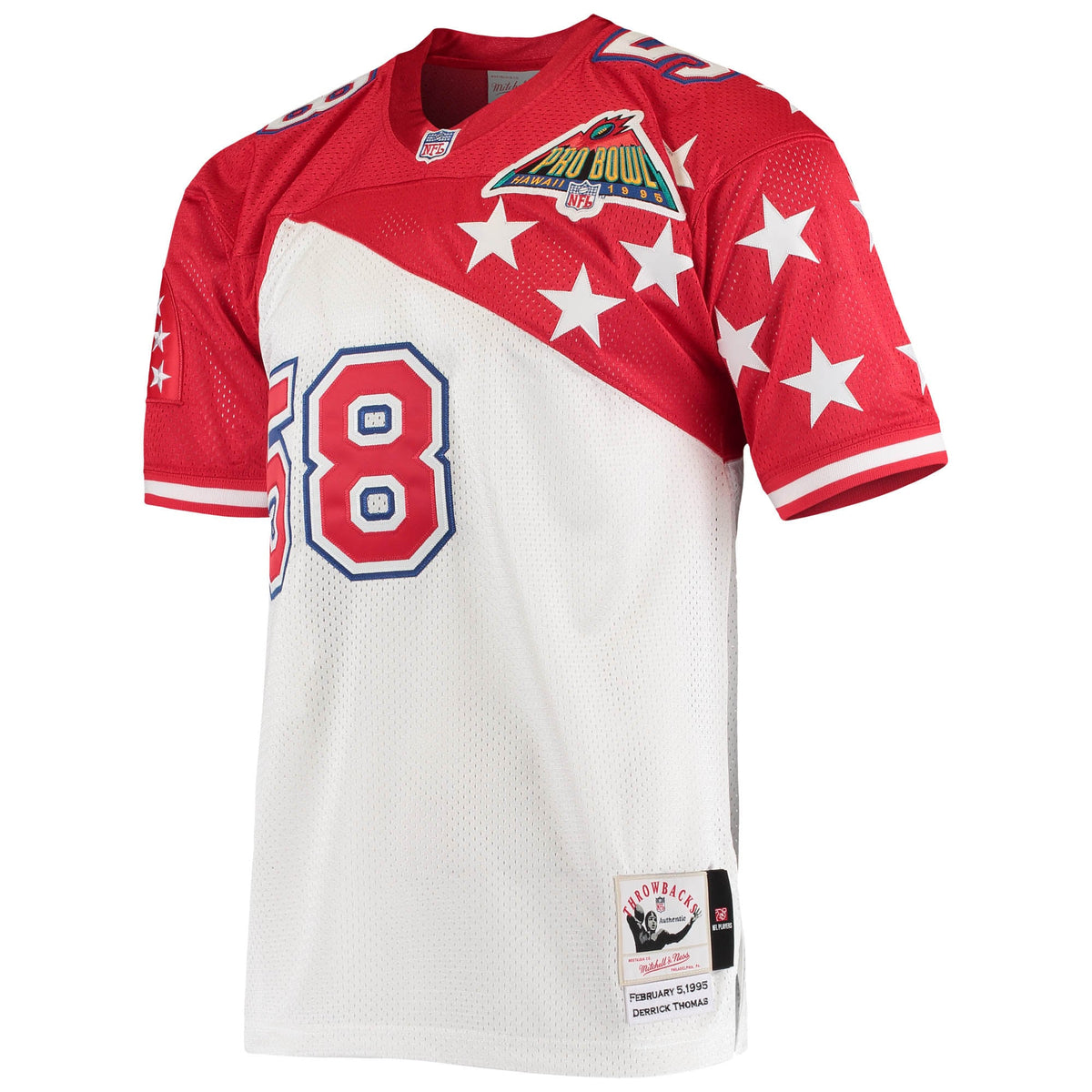 Men's AFC Derrick Thomas Mitchell & Ness White/Red 1995 Pro Bowl Authentic Jersey