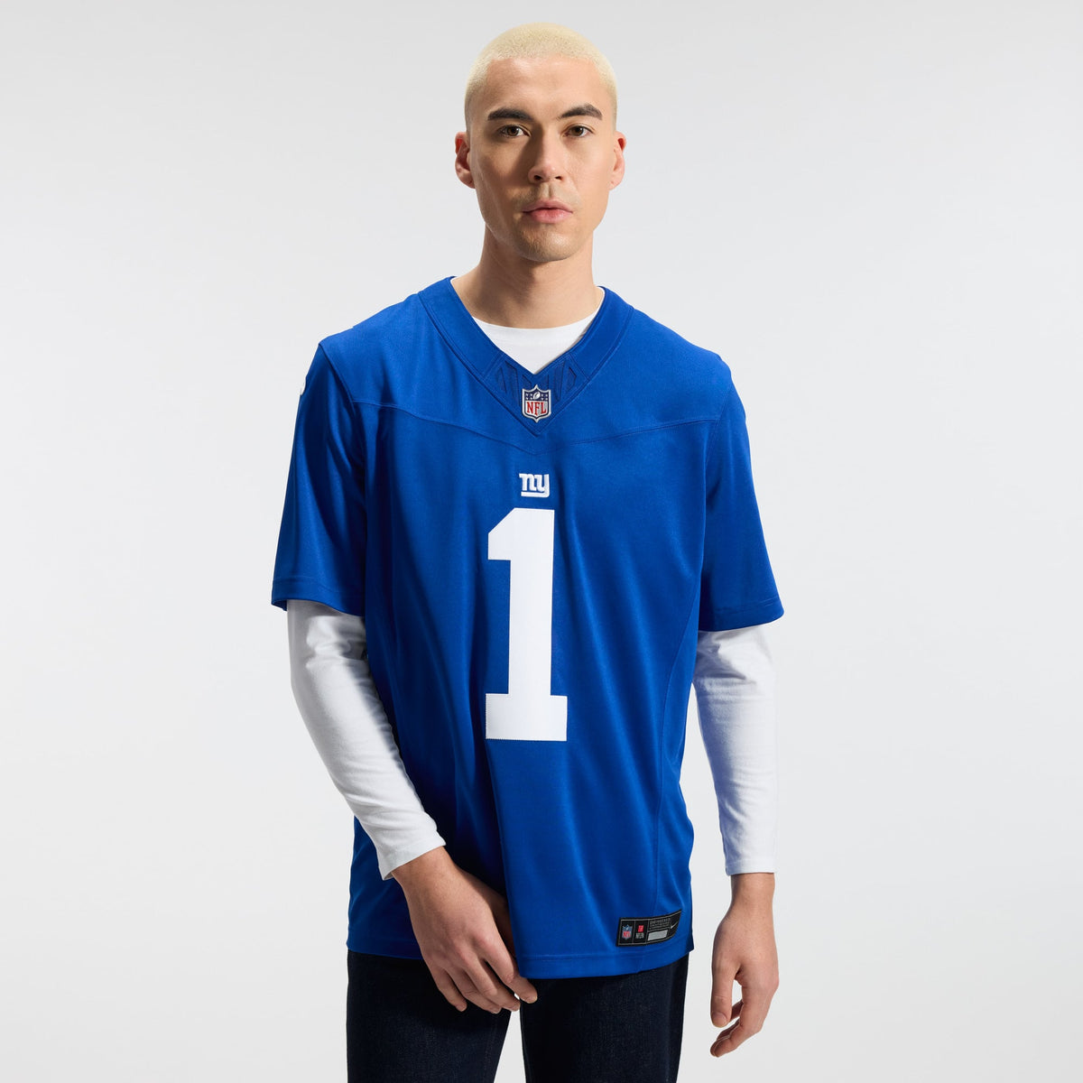 Men's New York Giants Malik Nabers Nike Royal Team Vapor F.U.S.E. Stitched Limited Jersey