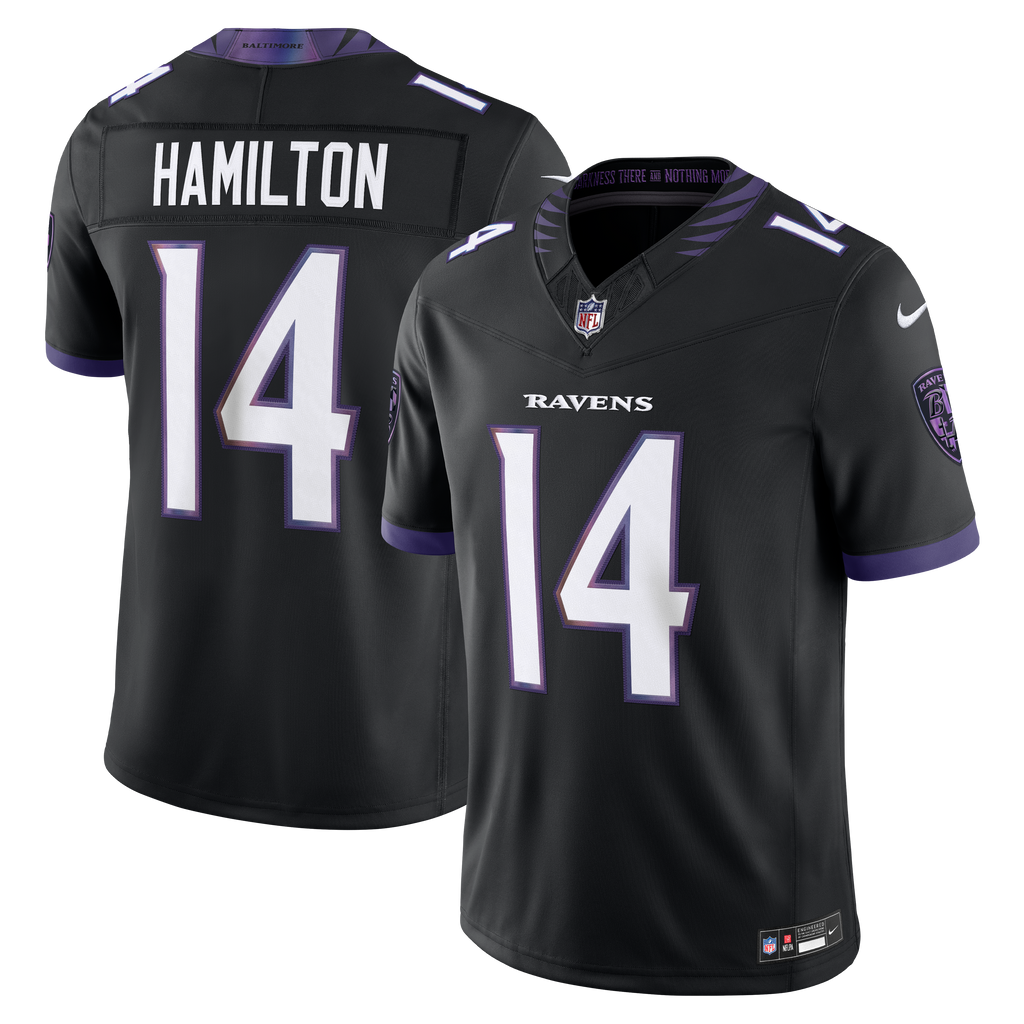 Men's Baltimore Ravens Kyle Hamilton Nike Black Alternate Vapor F.U.S.E. Stitched Limited Jersey