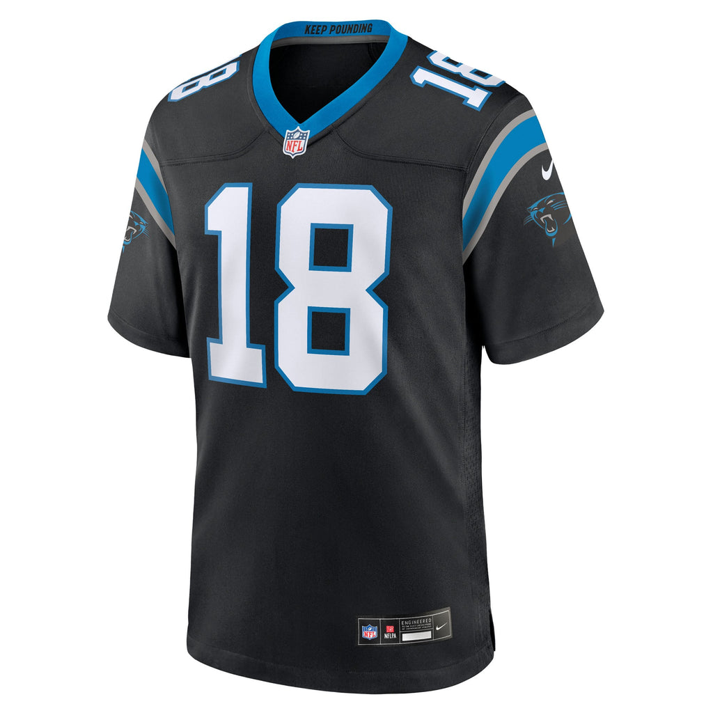 Men's Carolina Panthers Jalen Coker Nike  Black Team Game Jersey